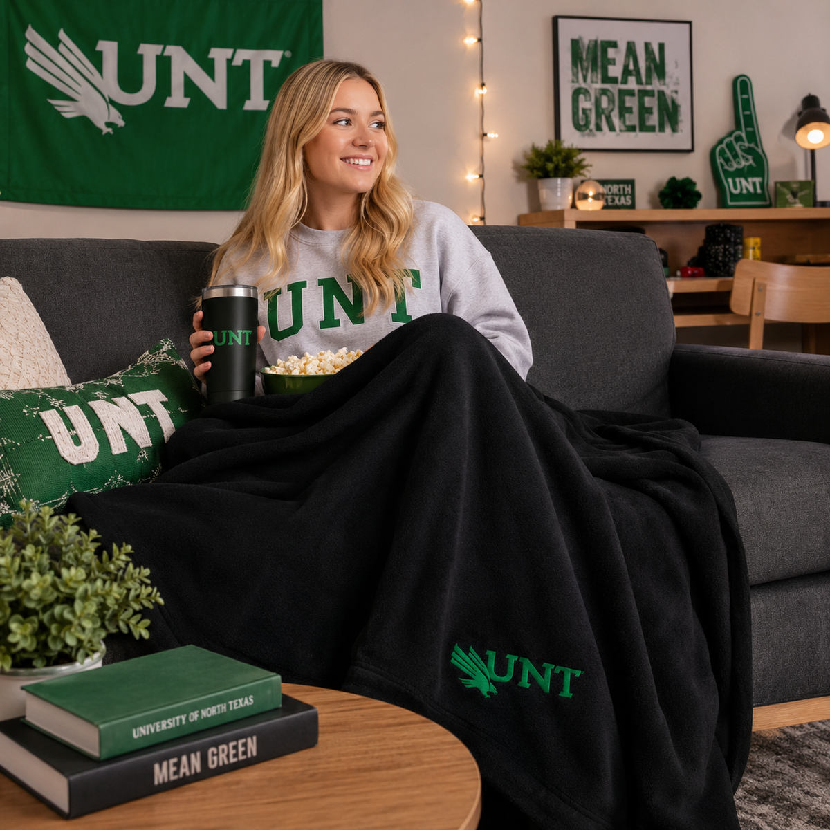 UNT Embroidered Fleece Blanket